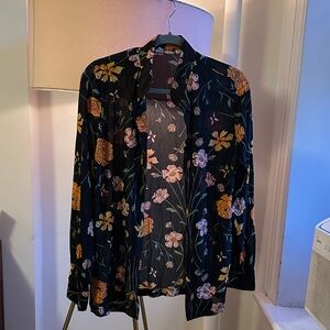 Floral Sheer Black Kimono